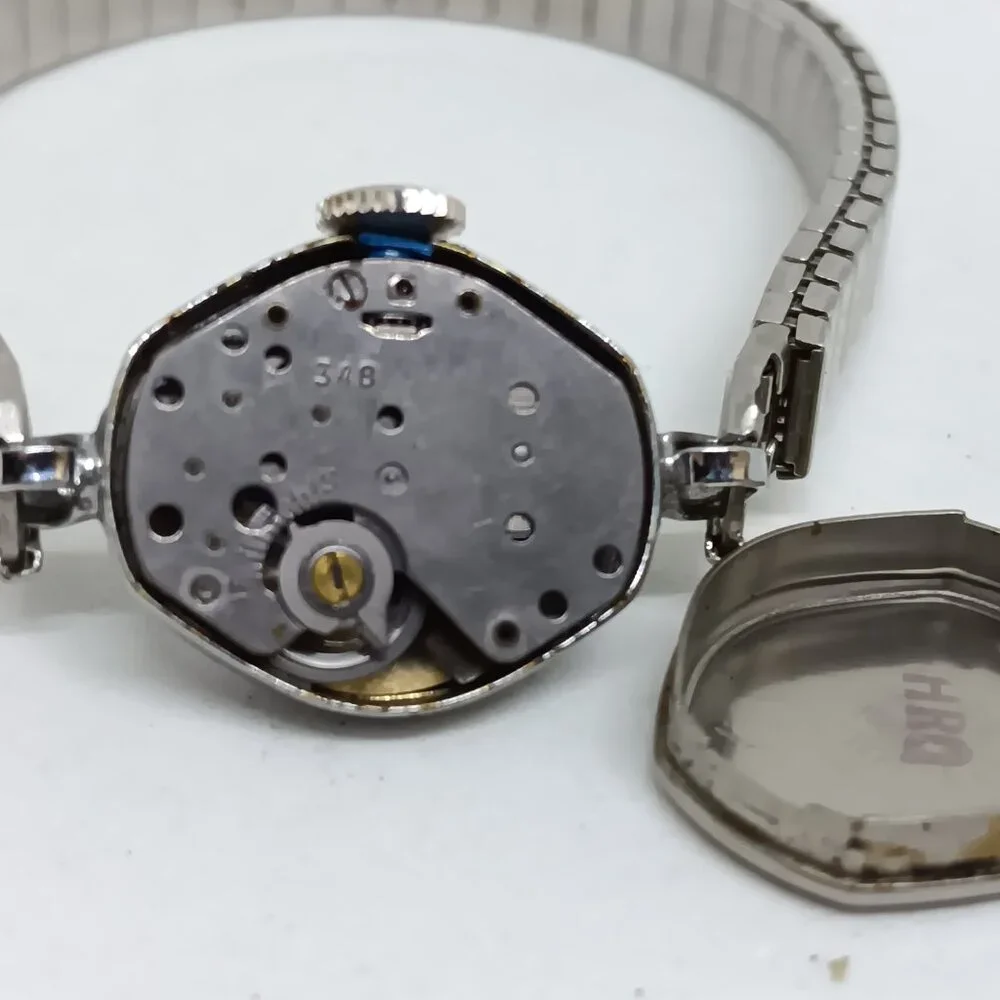 VINTAGE Timex 348 Manual Wind Women's 17mm Silver Tone Flex Band Watch